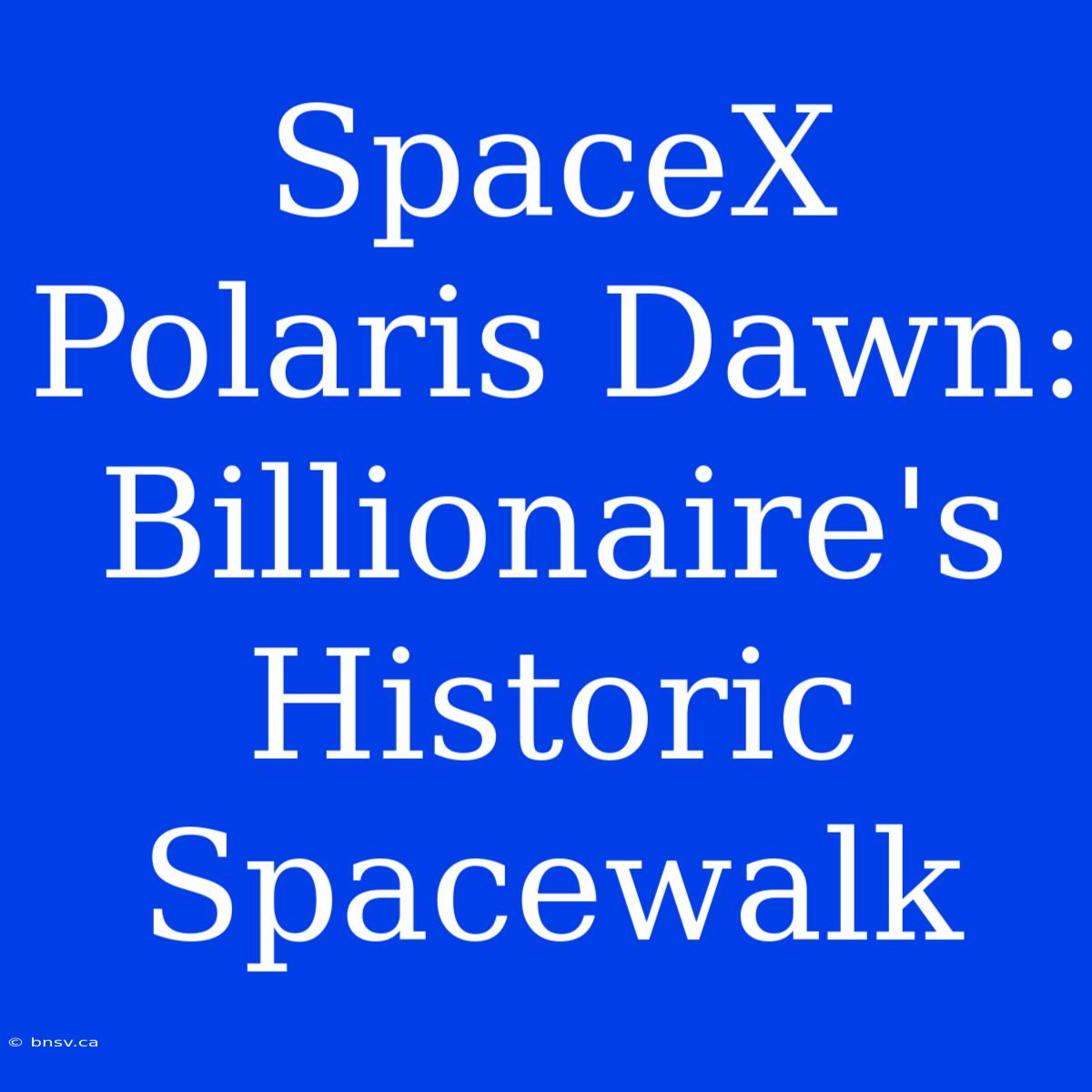 SpaceX Polaris Dawn: Billionaire's Historic Spacewalk