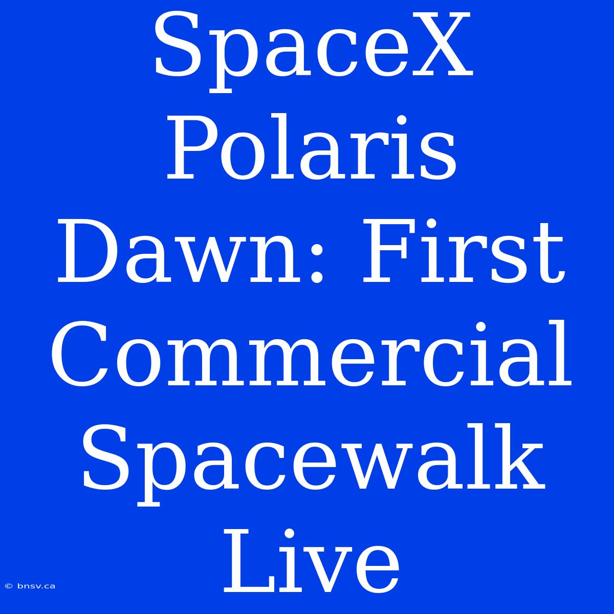 SpaceX Polaris Dawn: First Commercial Spacewalk Live