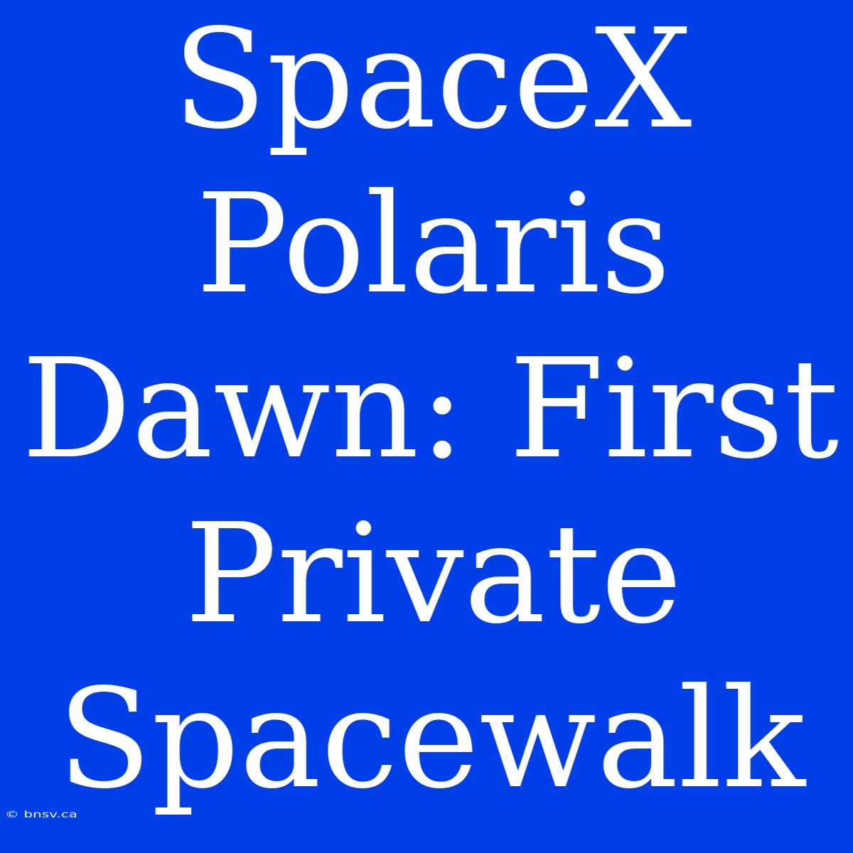 SpaceX Polaris Dawn: First Private Spacewalk