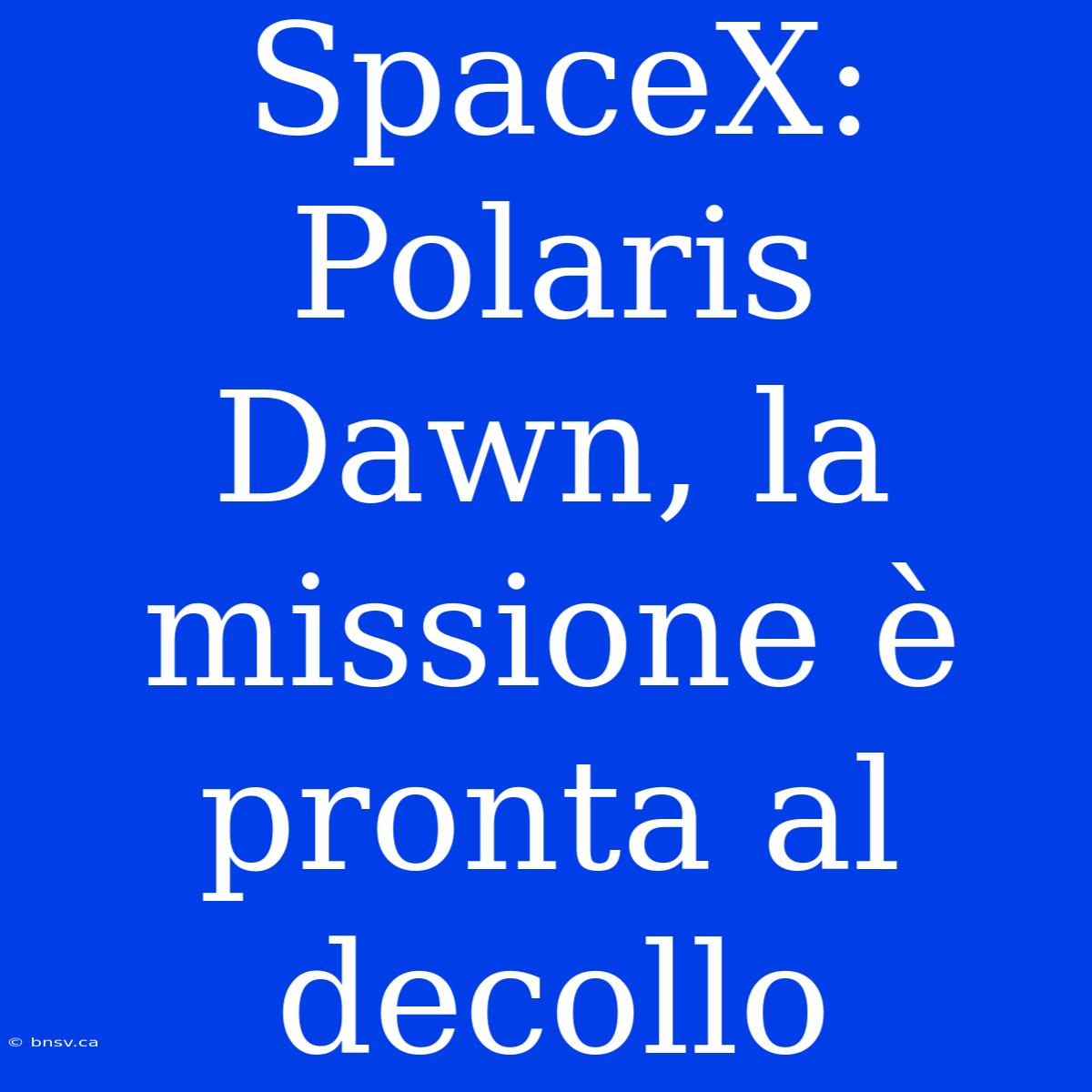 SpaceX: Polaris Dawn, La Missione È Pronta Al Decollo