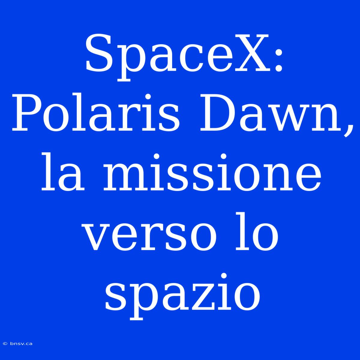 SpaceX: Polaris Dawn, La Missione Verso Lo Spazio