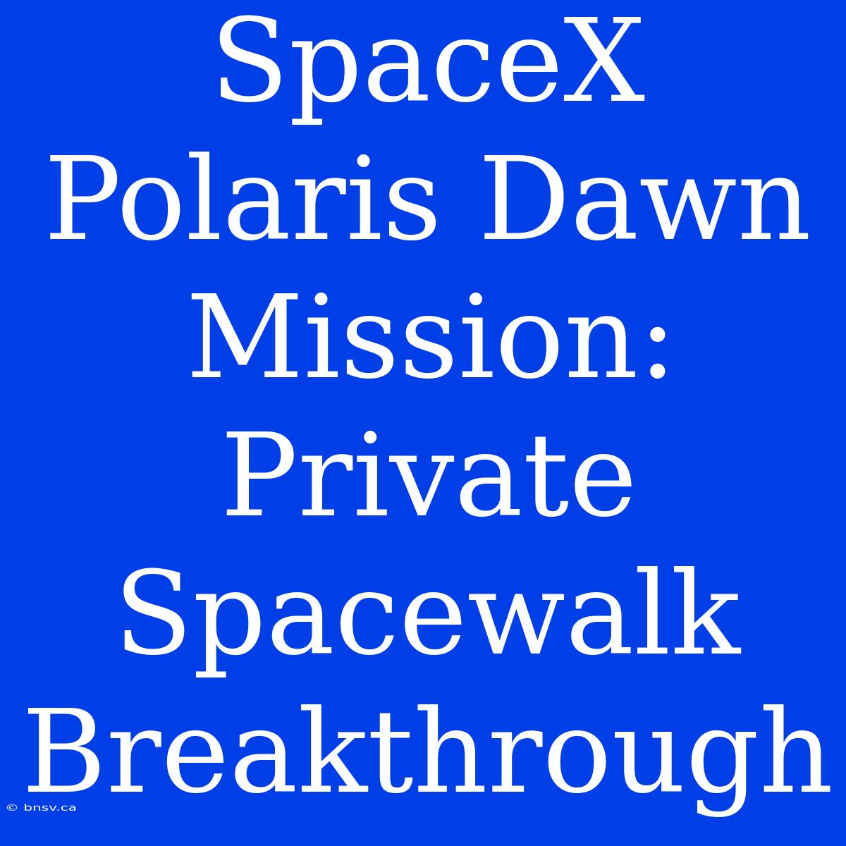 SpaceX Polaris Dawn Mission: Private Spacewalk Breakthrough