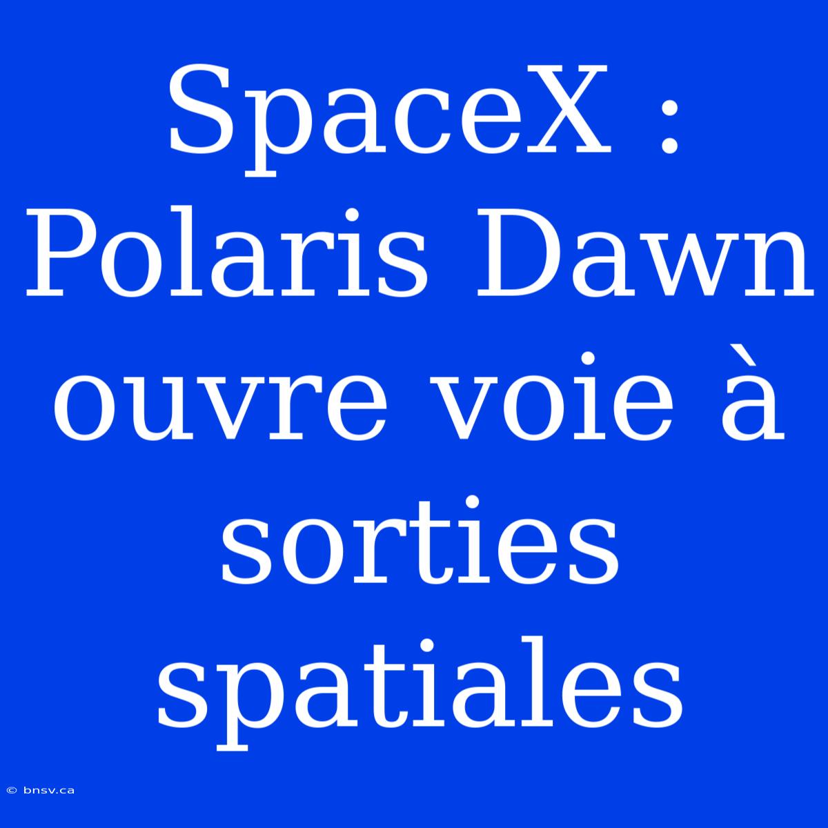 SpaceX : Polaris Dawn Ouvre Voie À Sorties Spatiales