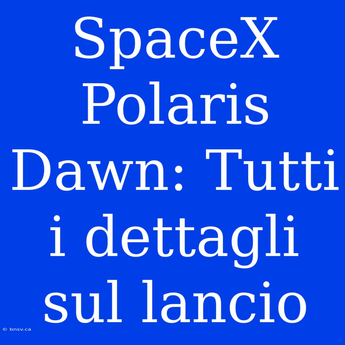 SpaceX Polaris Dawn: Tutti I Dettagli Sul Lancio