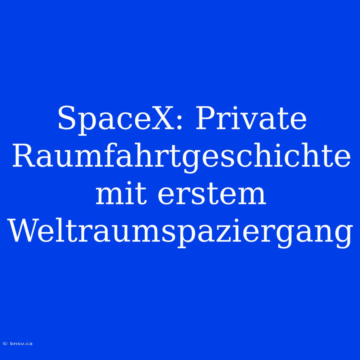 SpaceX: Private Raumfahrtgeschichte Mit Erstem Weltraumspaziergang