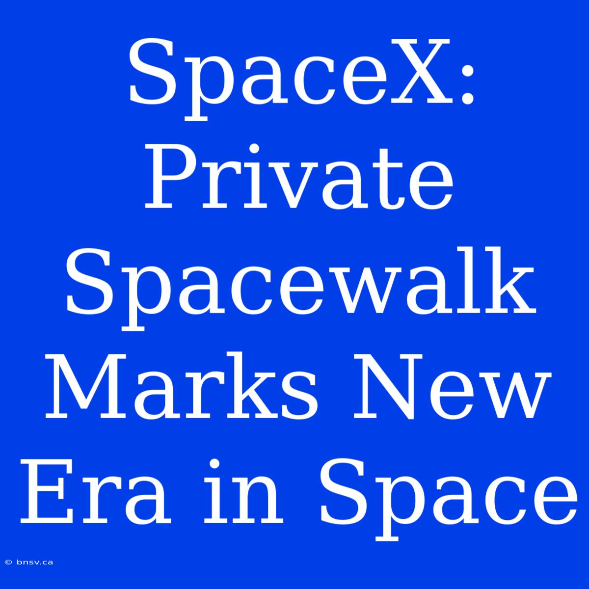 SpaceX: Private Spacewalk Marks New Era In Space