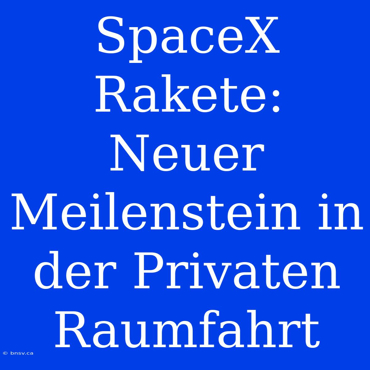 SpaceX Rakete: Neuer Meilenstein In Der Privaten Raumfahrt