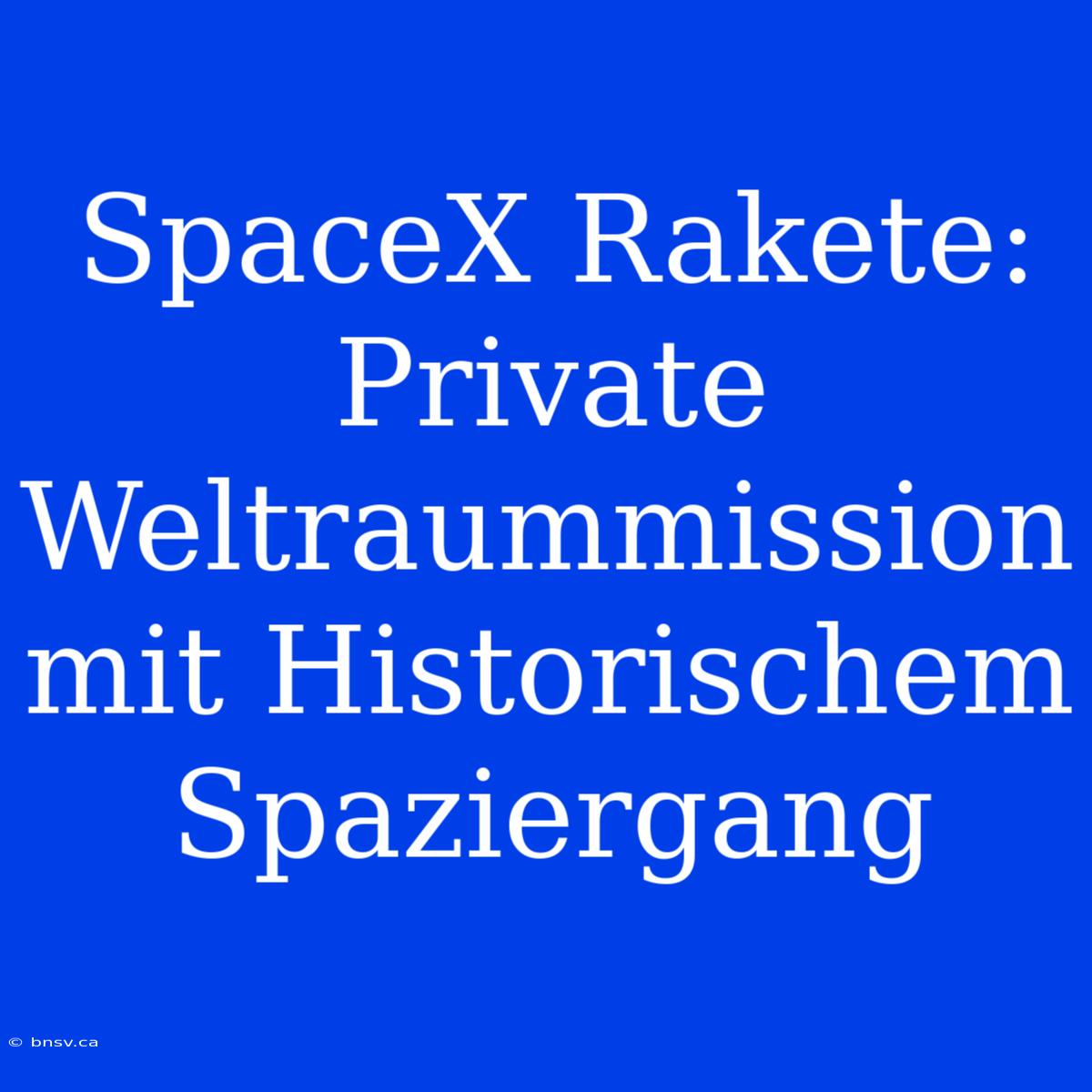 SpaceX Rakete: Private Weltraummission Mit Historischem Spaziergang