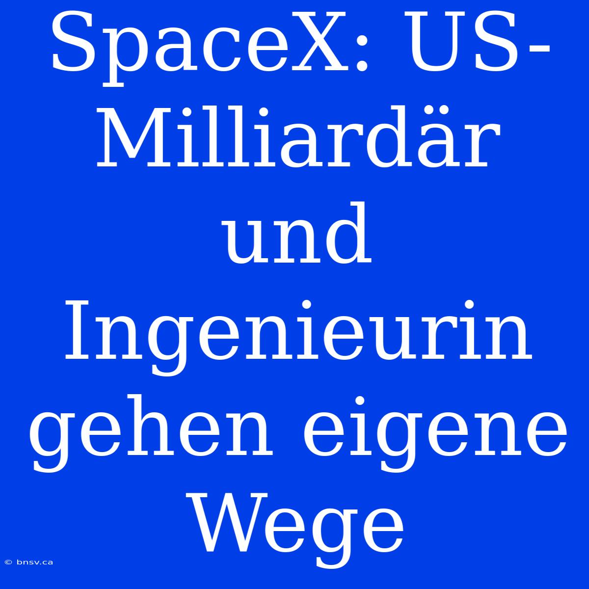 SpaceX: US-Milliardär Und Ingenieurin Gehen Eigene Wege