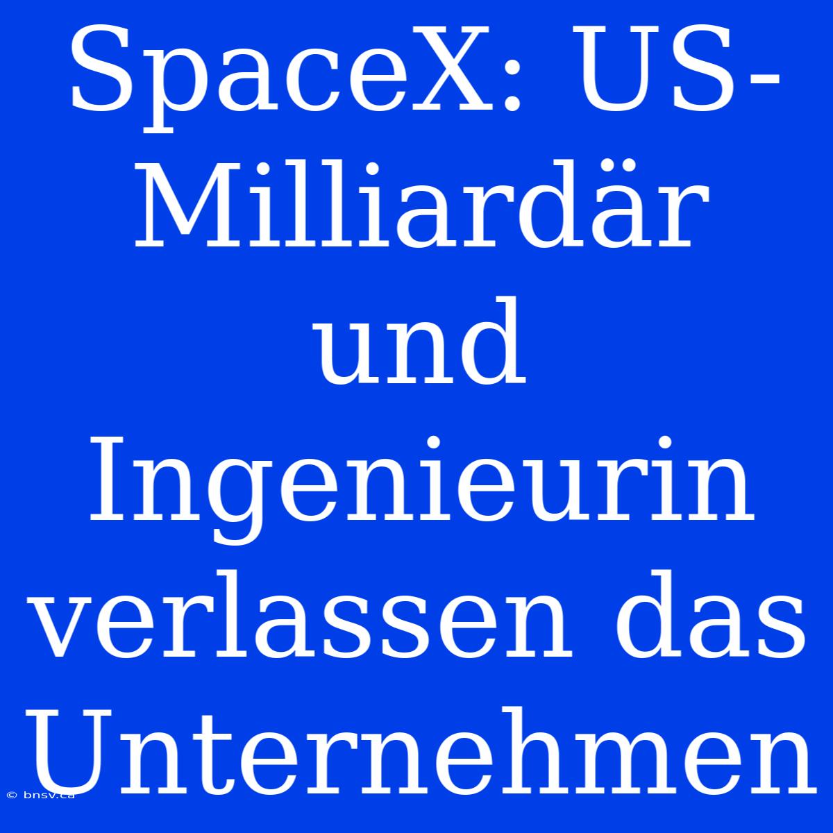 SpaceX: US-Milliardär Und Ingenieurin Verlassen Das Unternehmen