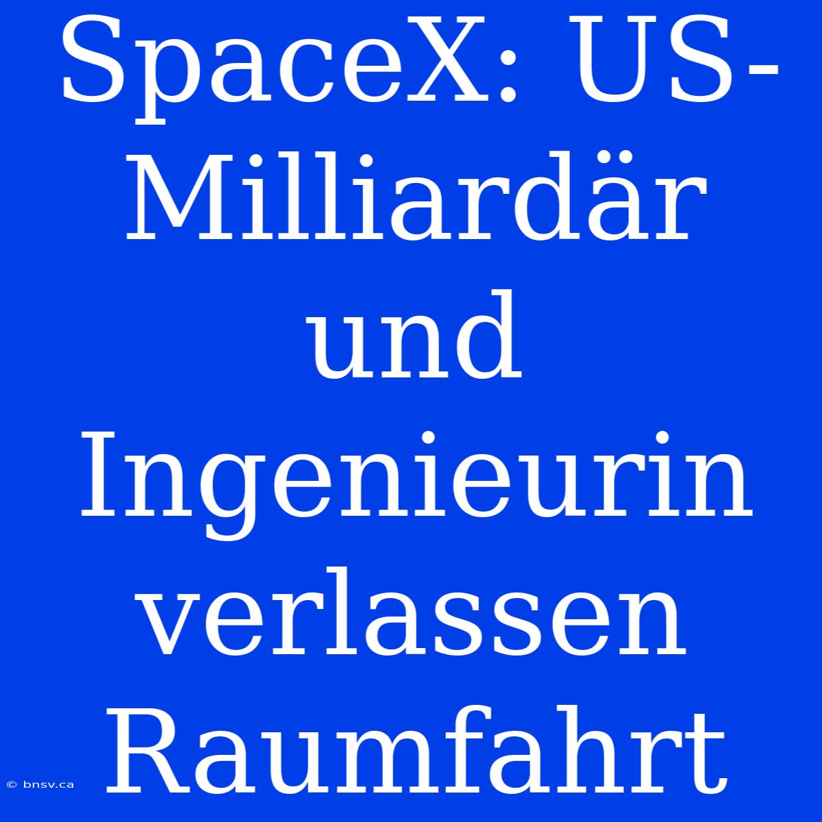 SpaceX: US-Milliardär Und Ingenieurin Verlassen Raumfahrt