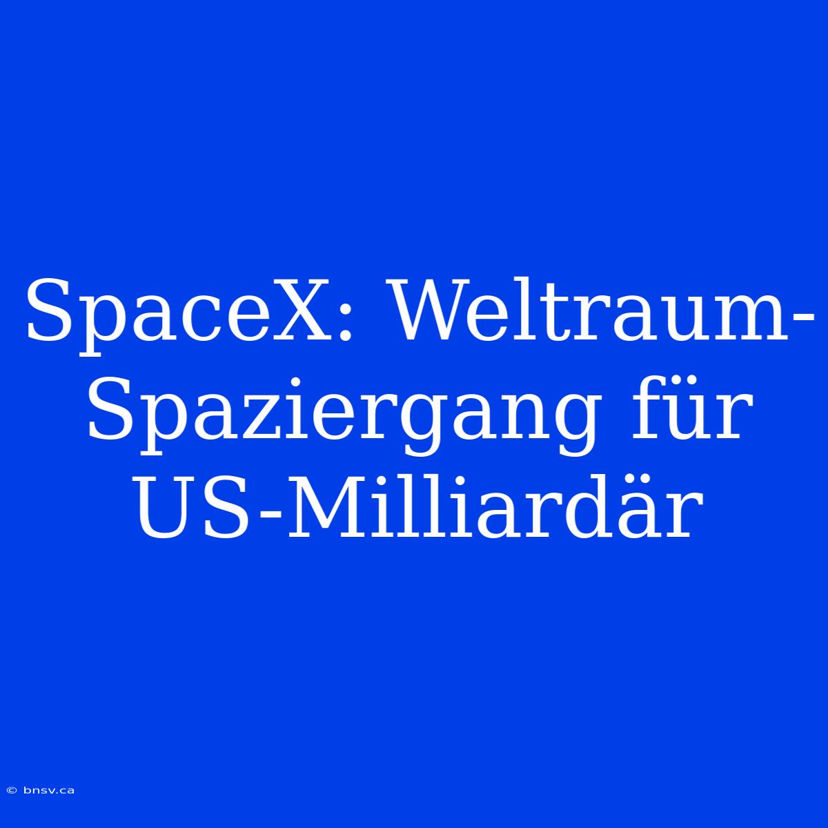 SpaceX: Weltraum-Spaziergang Für US-Milliardär