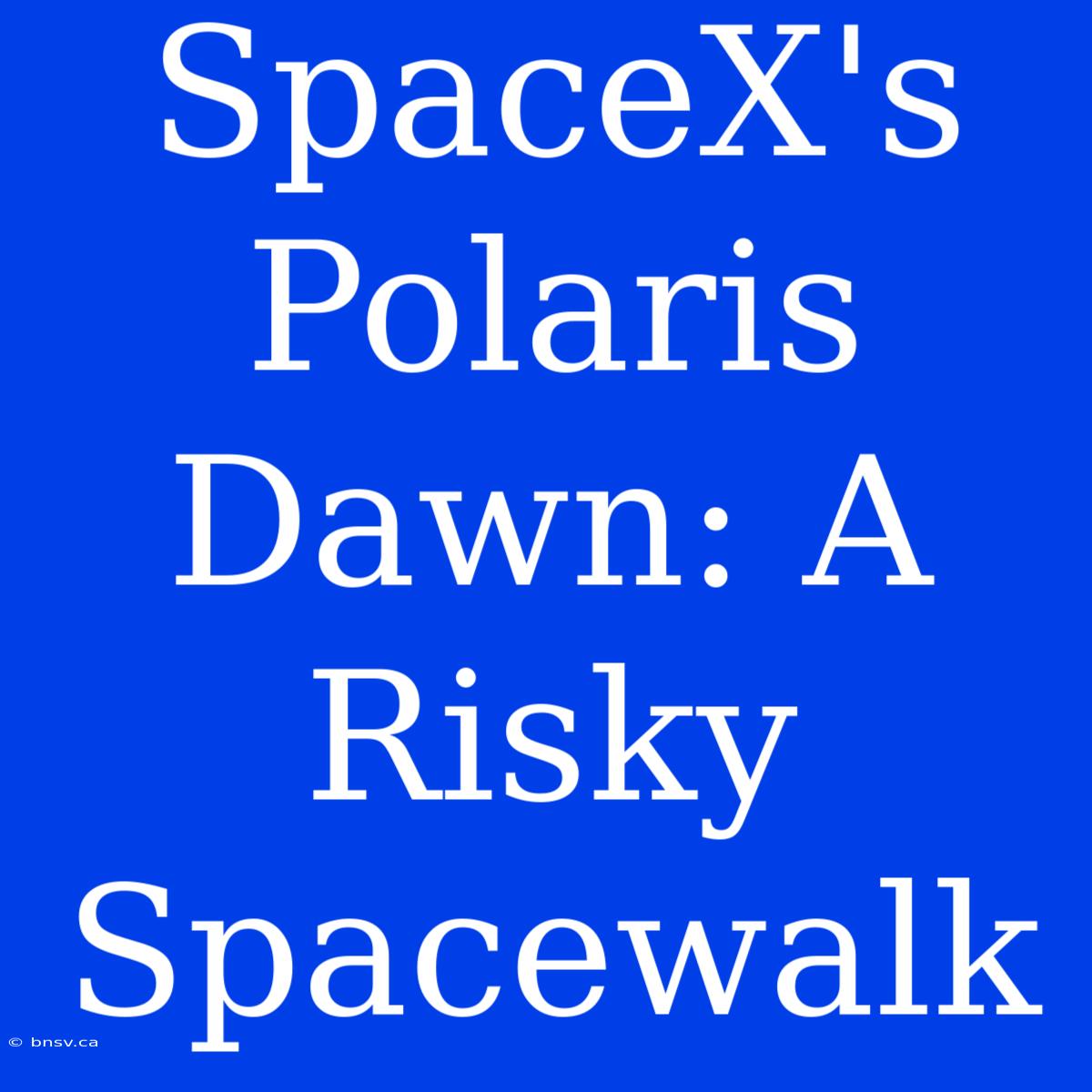 SpaceX's Polaris Dawn: A Risky Spacewalk