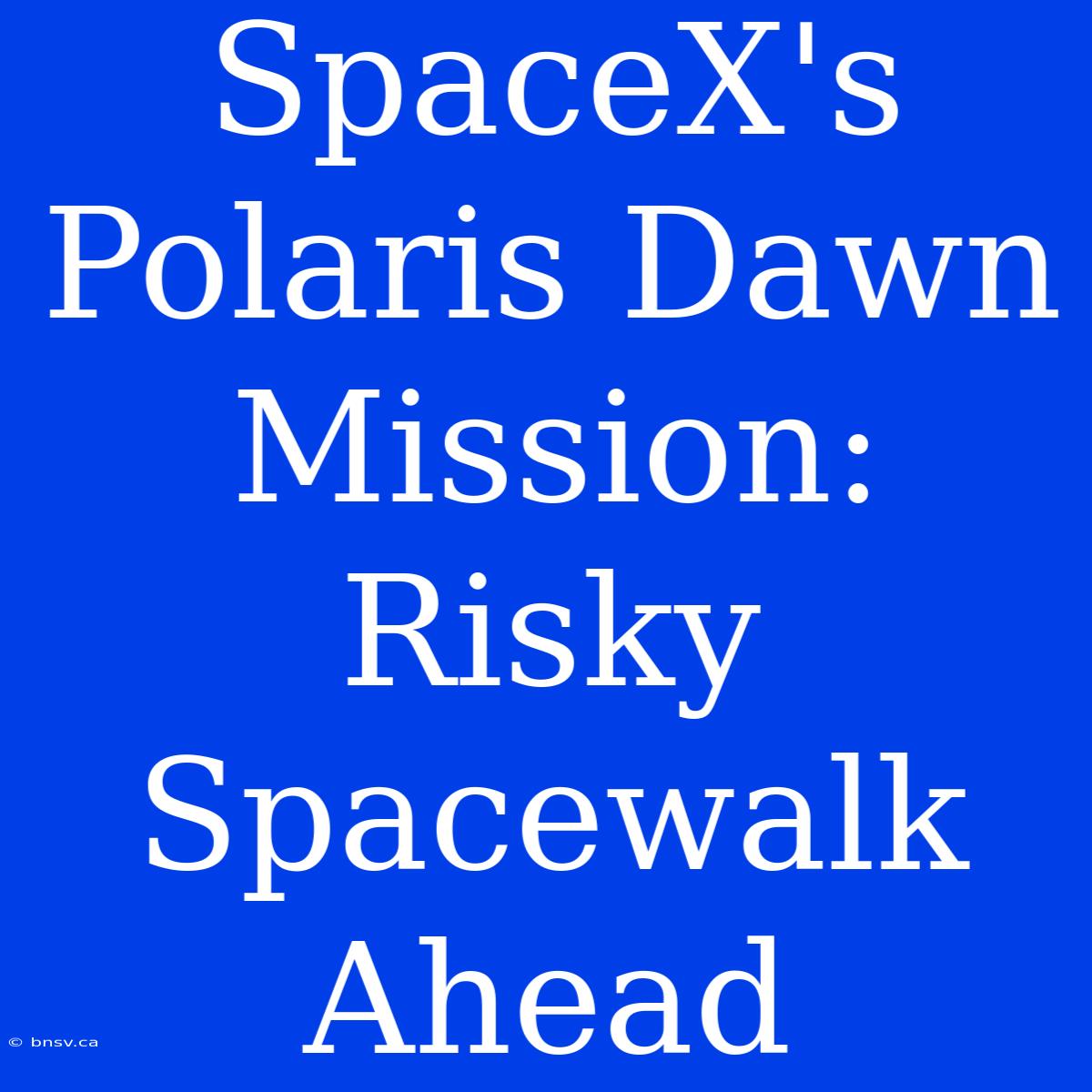 SpaceX's Polaris Dawn Mission: Risky Spacewalk Ahead