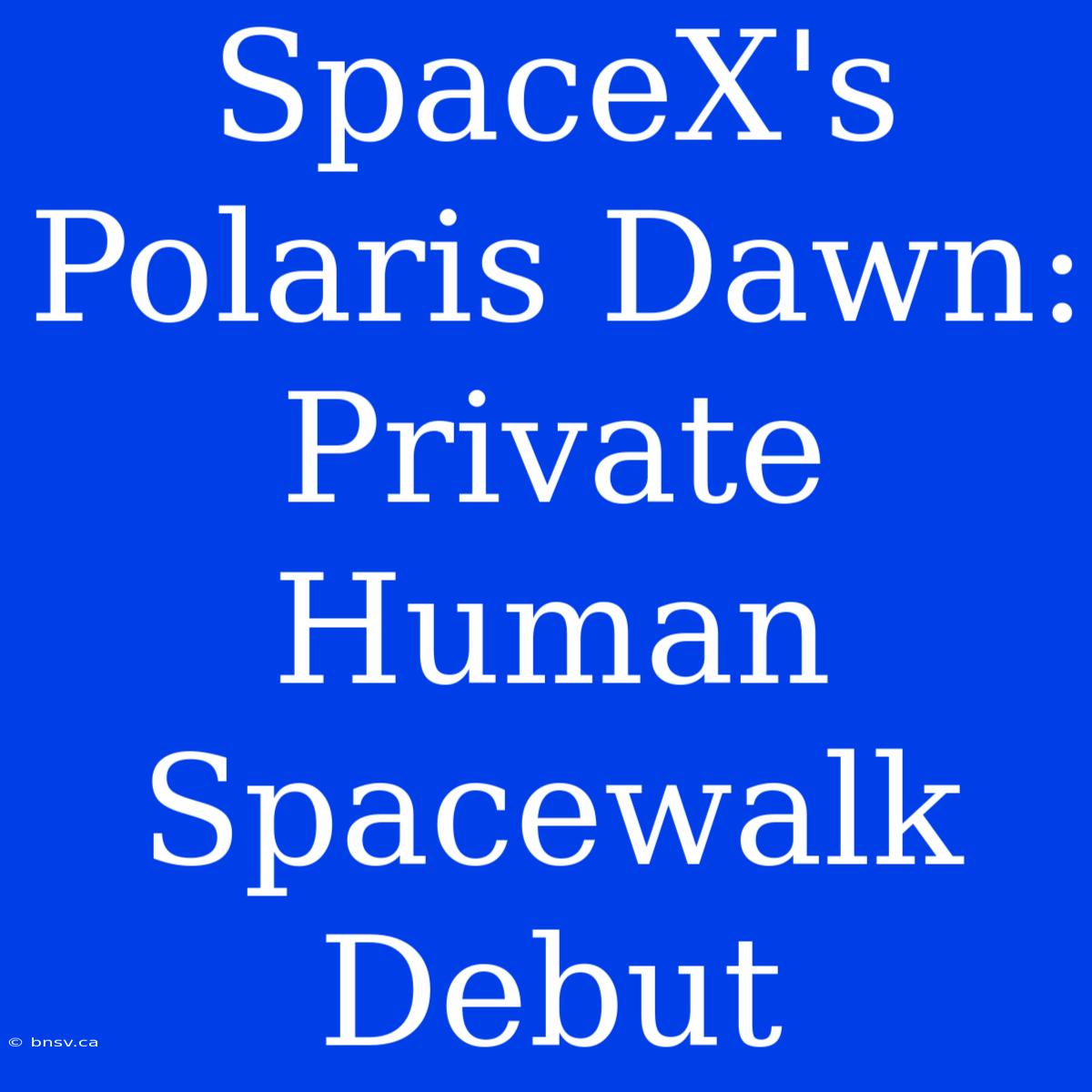 SpaceX's Polaris Dawn: Private Human Spacewalk Debut