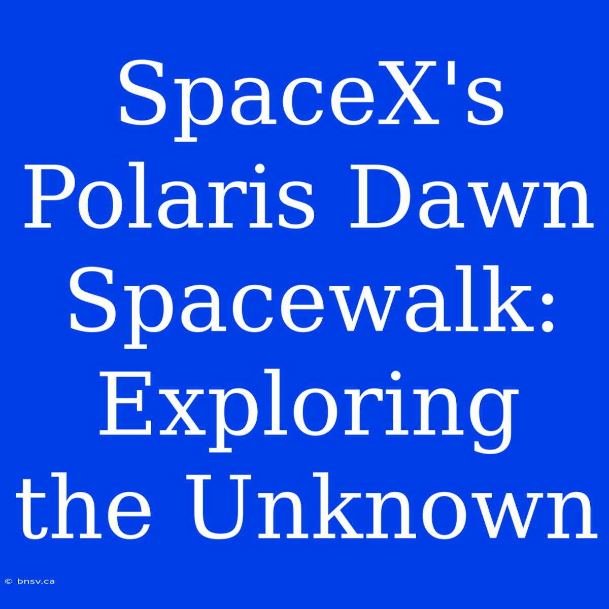 SpaceX's Polaris Dawn Spacewalk: Exploring The Unknown