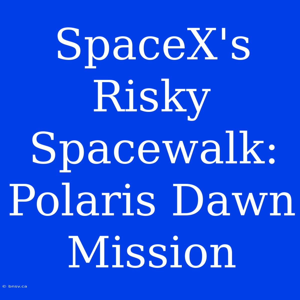 SpaceX's Risky Spacewalk: Polaris Dawn Mission