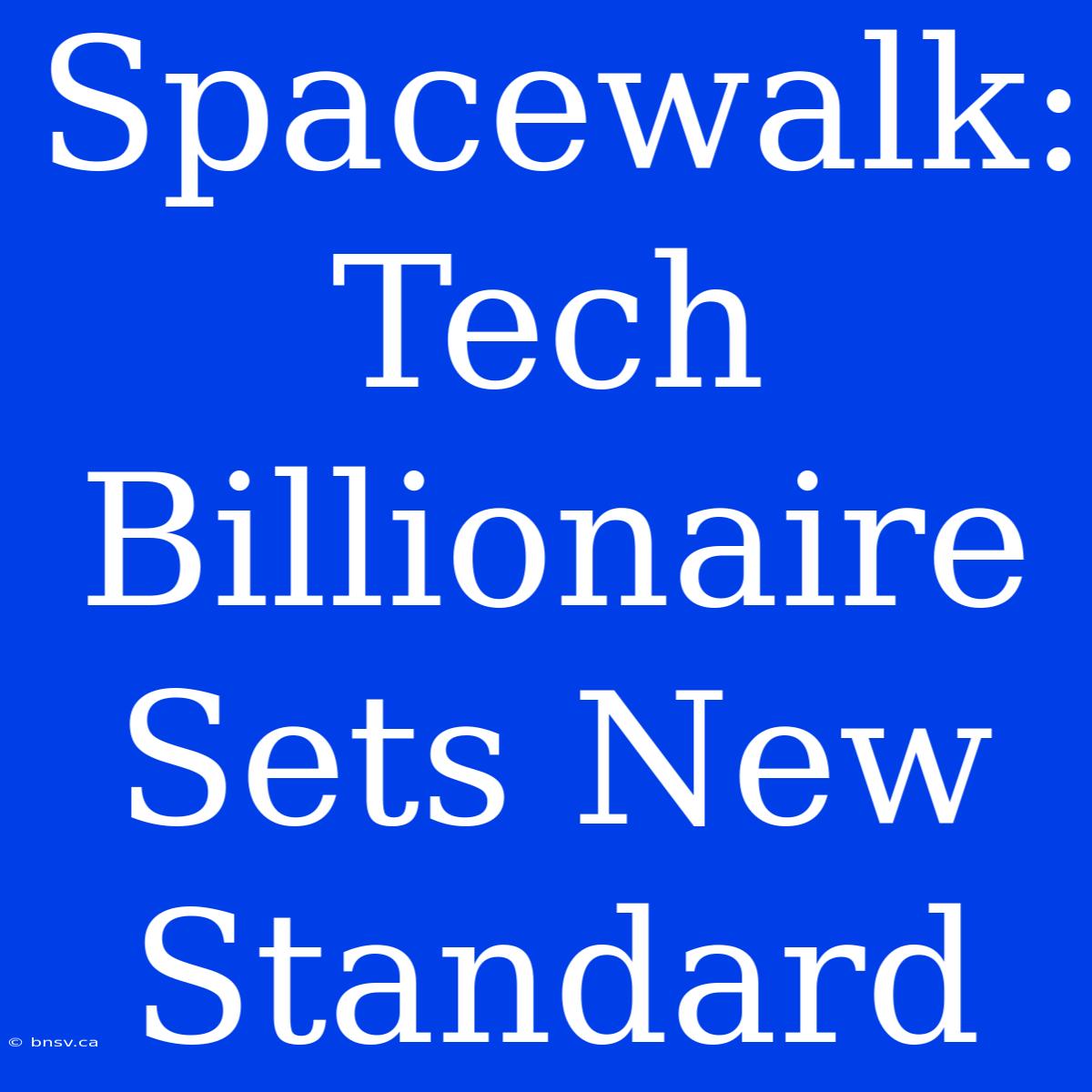 Spacewalk: Tech Billionaire Sets New Standard