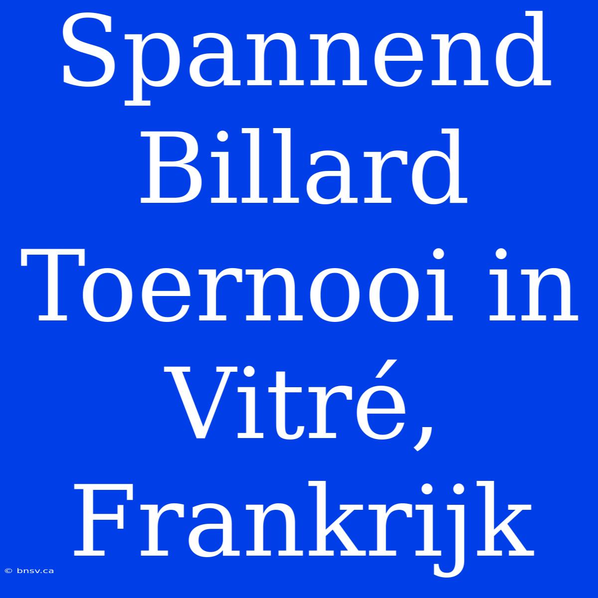 Spannend Billard Toernooi In Vitré, Frankrijk