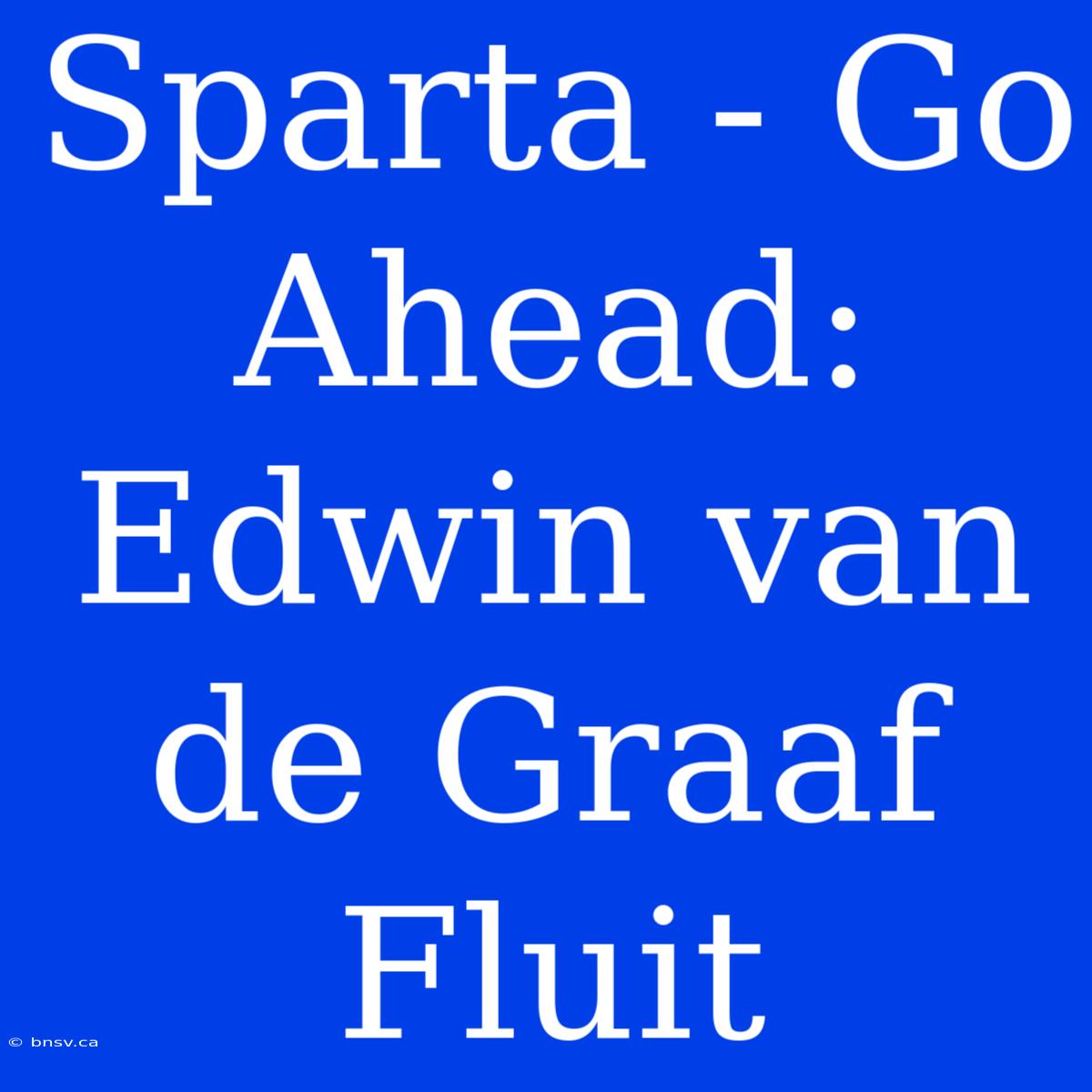 Sparta - Go Ahead: Edwin Van De Graaf Fluit