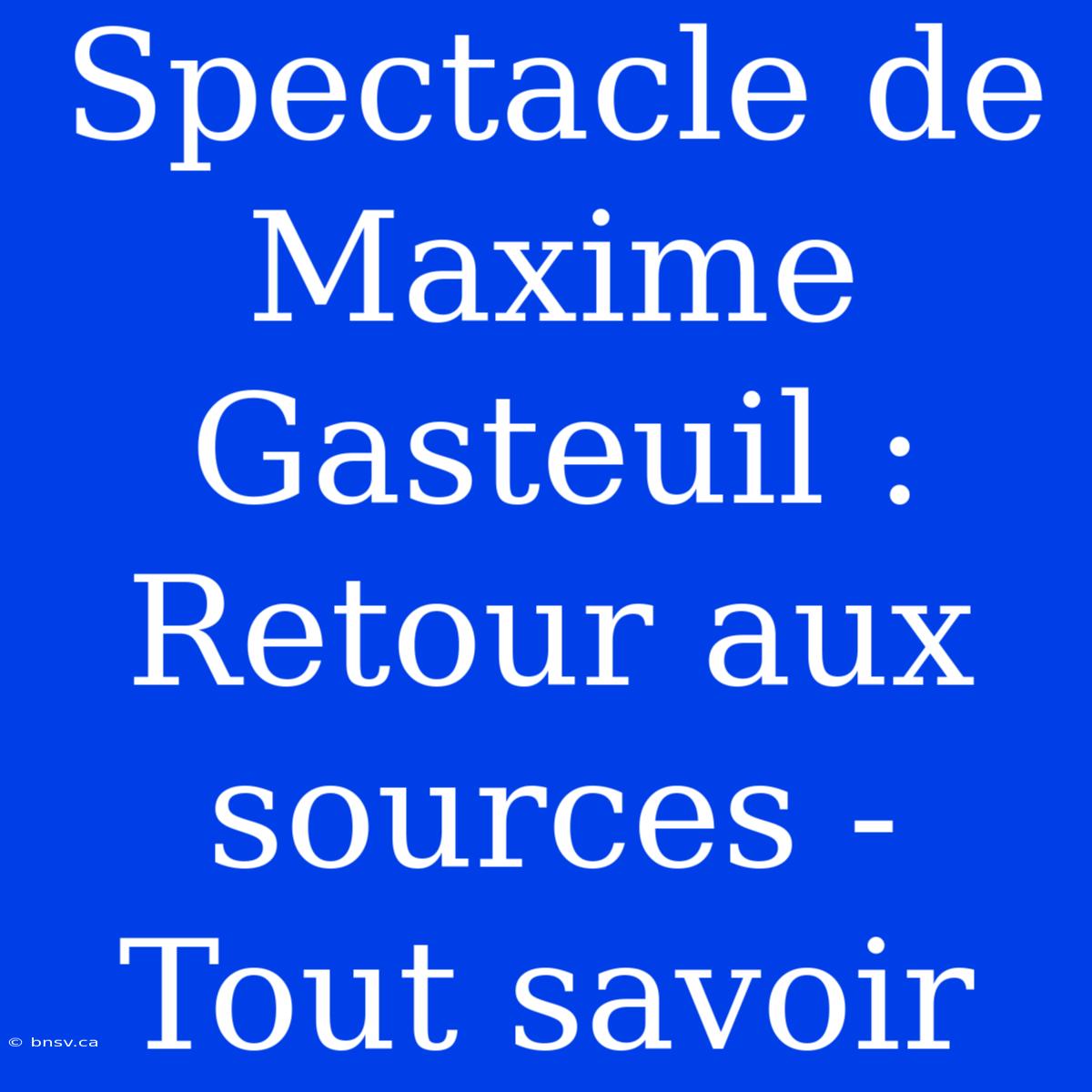 Spectacle De Maxime Gasteuil : Retour Aux Sources - Tout Savoir