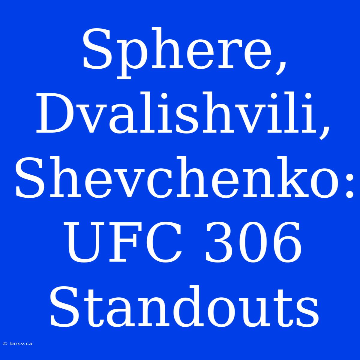 Sphere, Dvalishvili, Shevchenko: UFC 306 Standouts