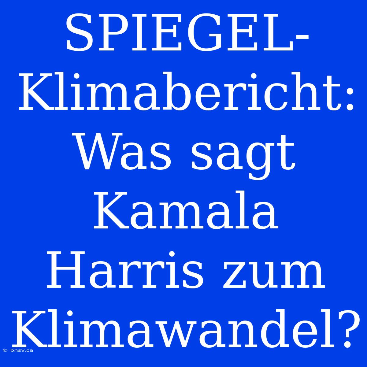 SPIEGEL-Klimabericht: Was Sagt Kamala Harris Zum Klimawandel?