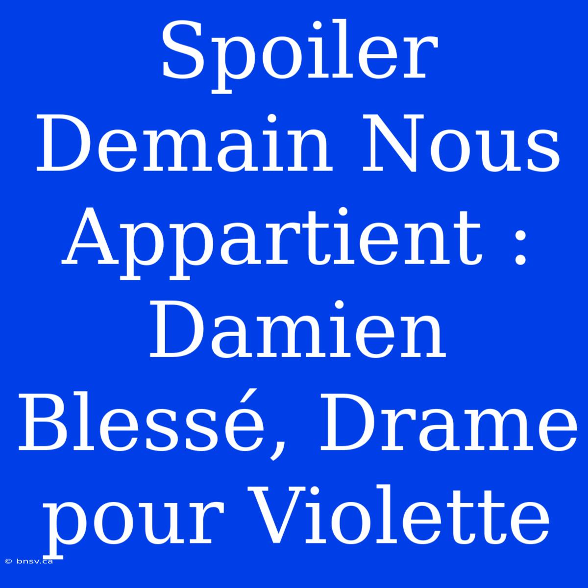 Spoiler Demain Nous Appartient : Damien Blessé, Drame Pour Violette