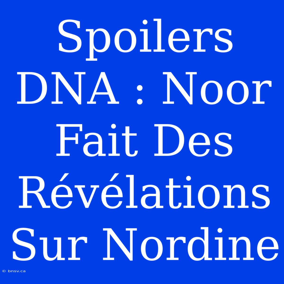 Spoilers DNA : Noor Fait Des Révélations Sur Nordine