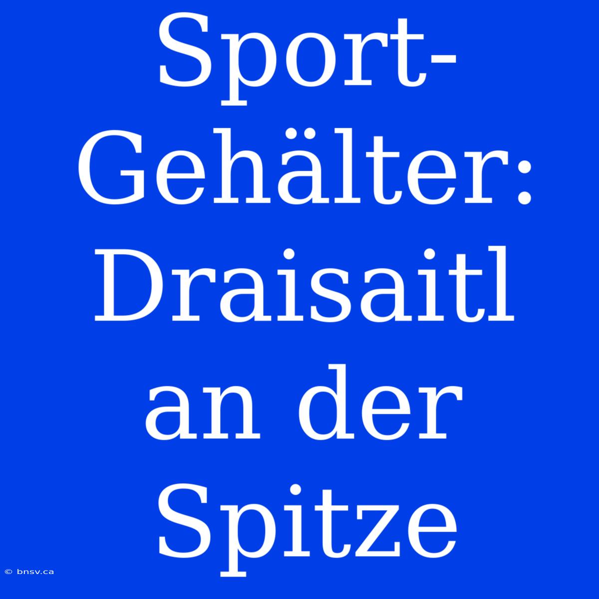 Sport-Gehälter: Draisaitl An Der Spitze