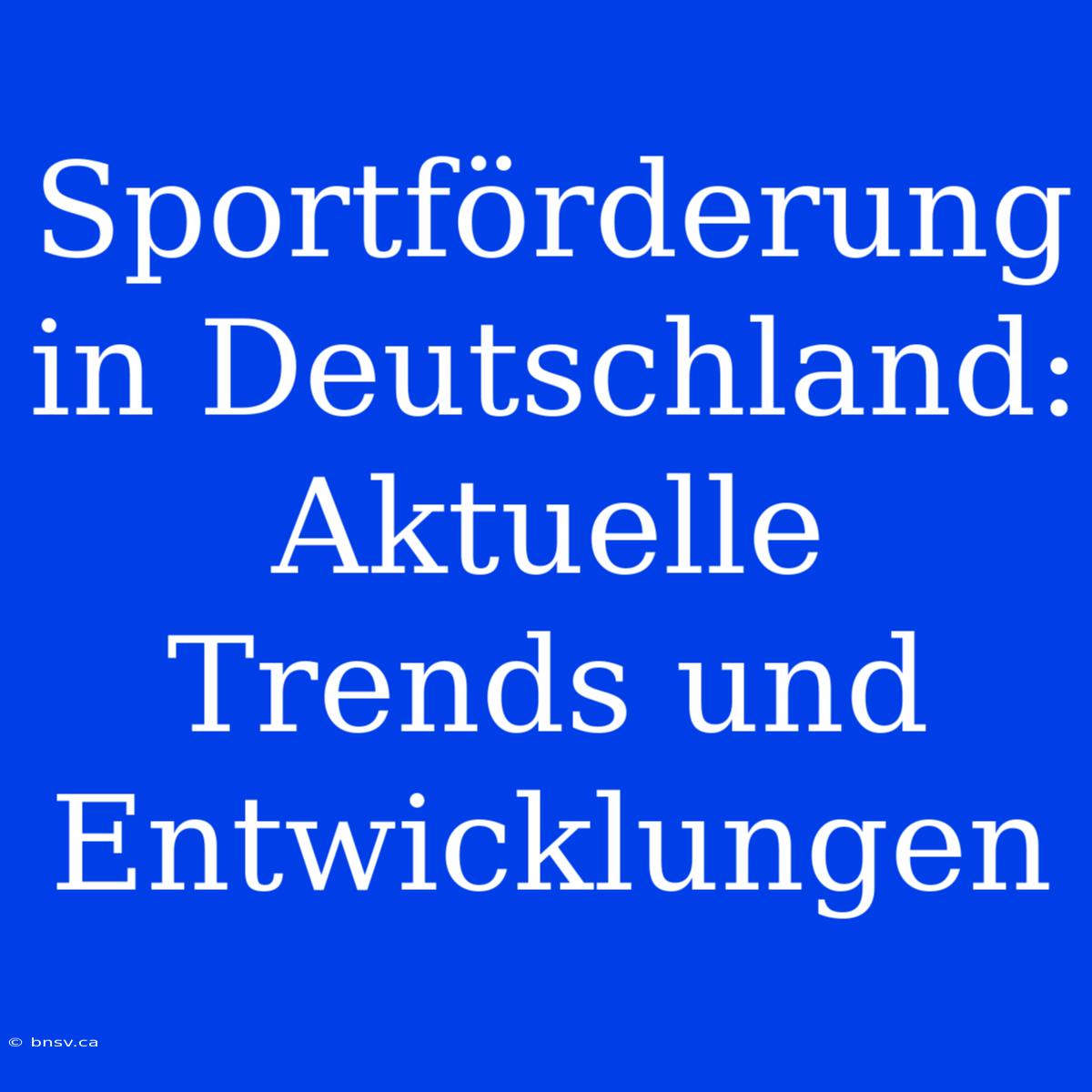 Sportförderung In Deutschland: Aktuelle Trends Und Entwicklungen