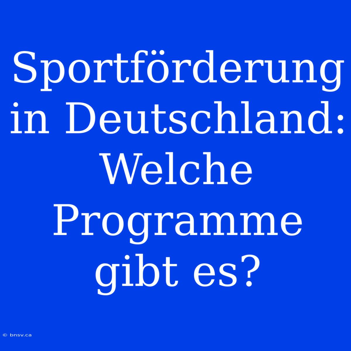 Sportförderung In Deutschland: Welche Programme Gibt Es?