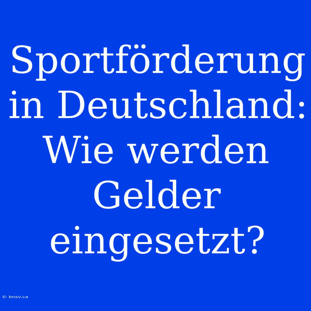 Sportförderung In Deutschland: Wie Werden Gelder Eingesetzt?