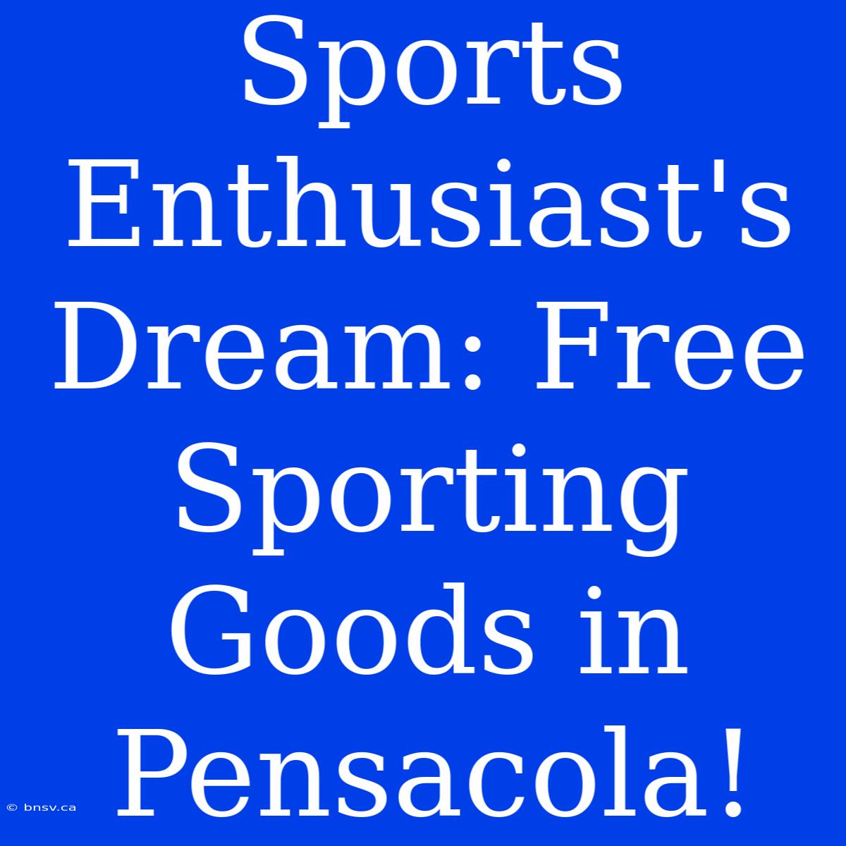 Sports Enthusiast's Dream: Free Sporting Goods In Pensacola!