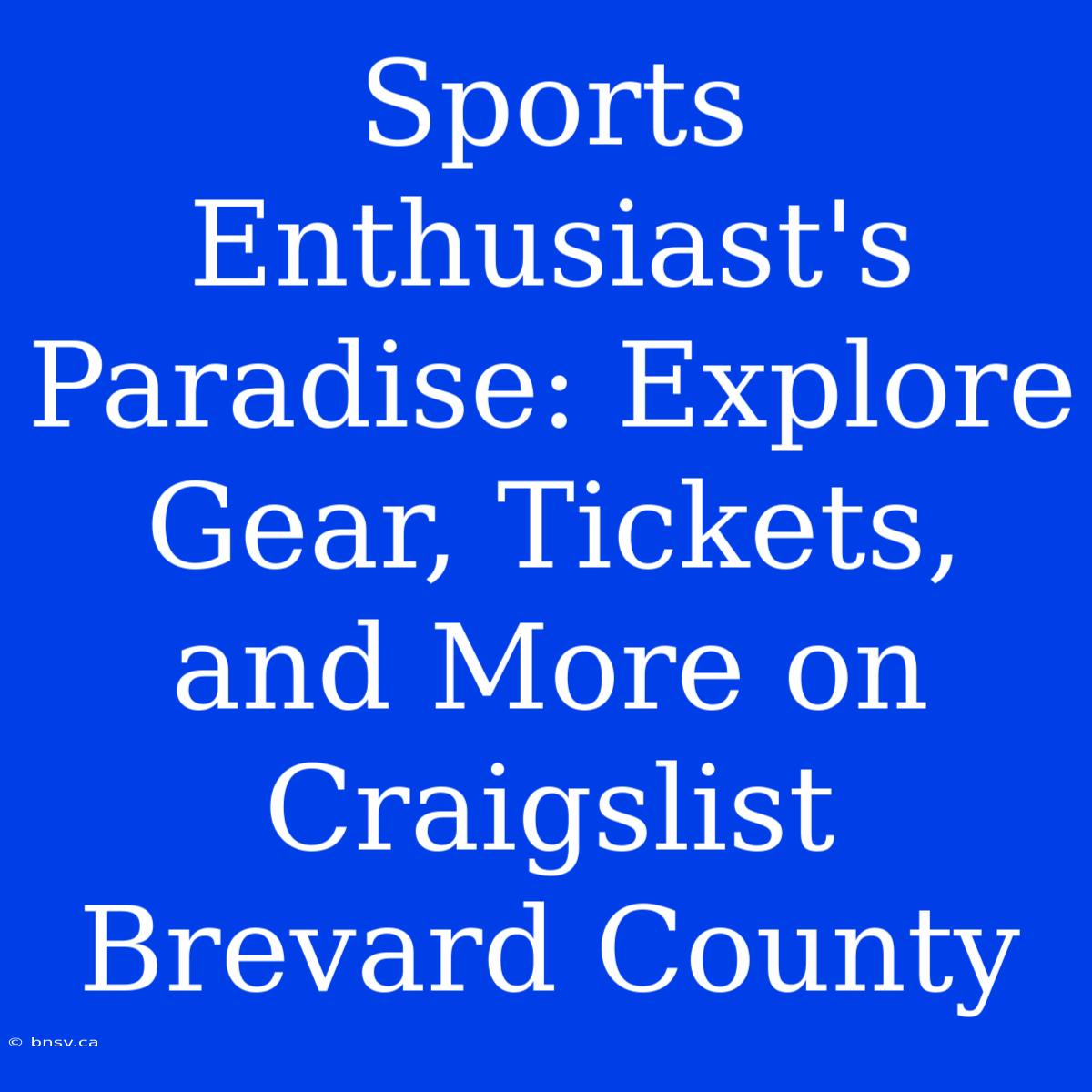 Sports Enthusiast's Paradise: Explore Gear, Tickets, And More On Craigslist Brevard County