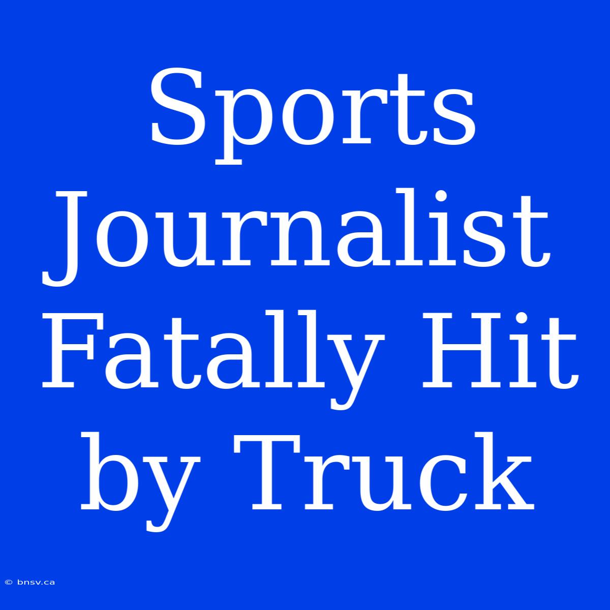 Sports Journalist Fatally Hit By Truck