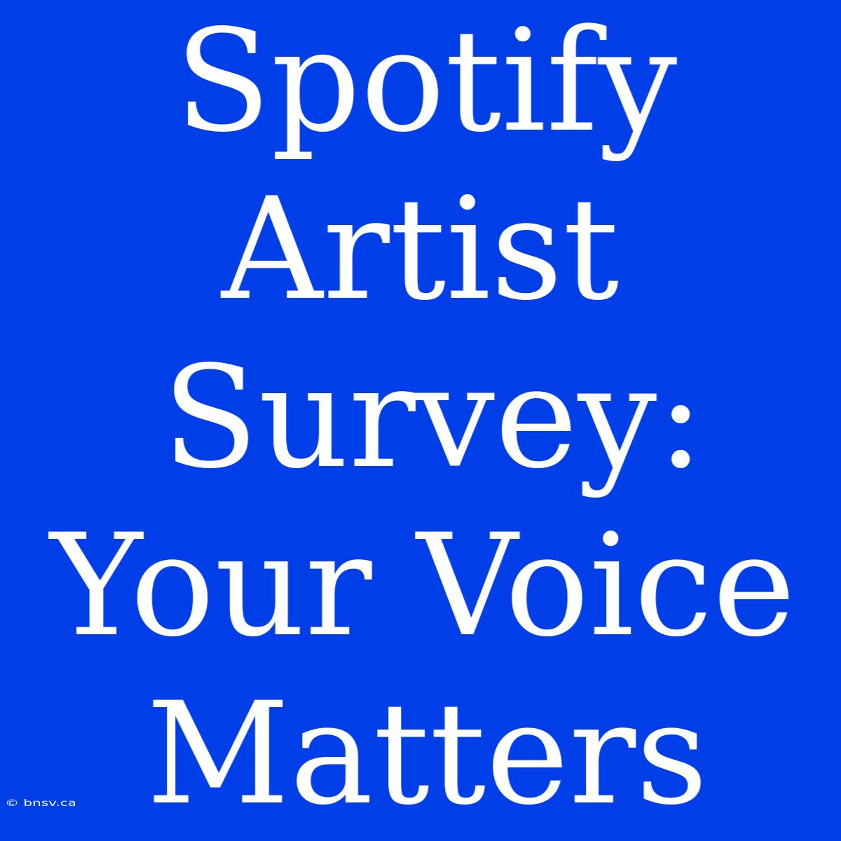 Spotify Artist Survey: Your Voice Matters