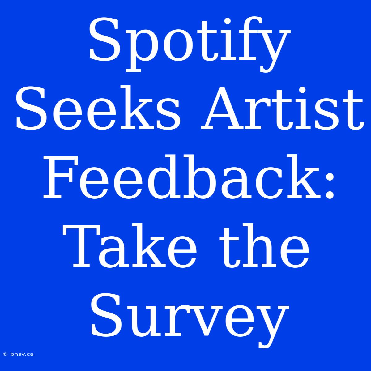 Spotify Seeks Artist Feedback: Take The Survey