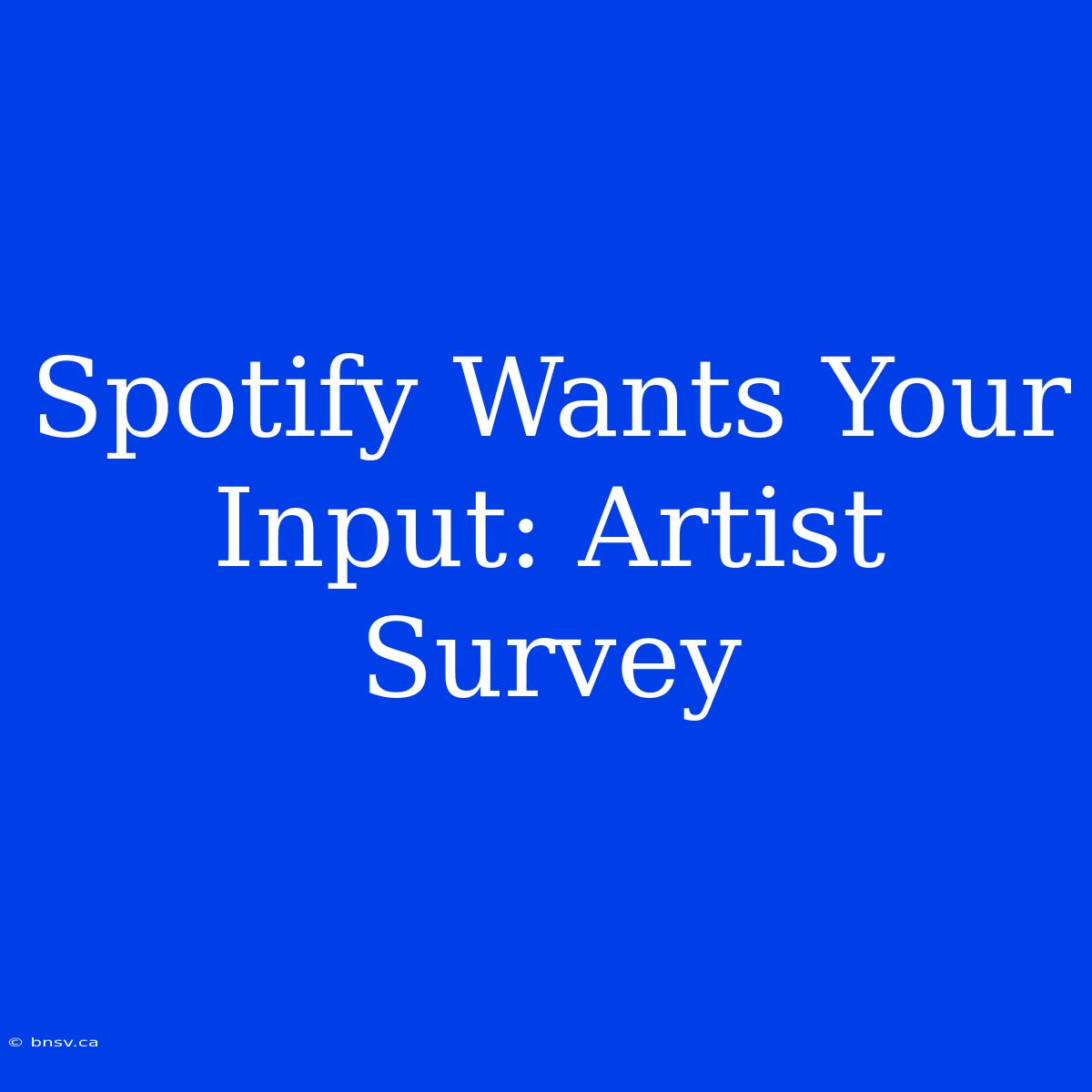 Spotify Wants Your Input: Artist Survey