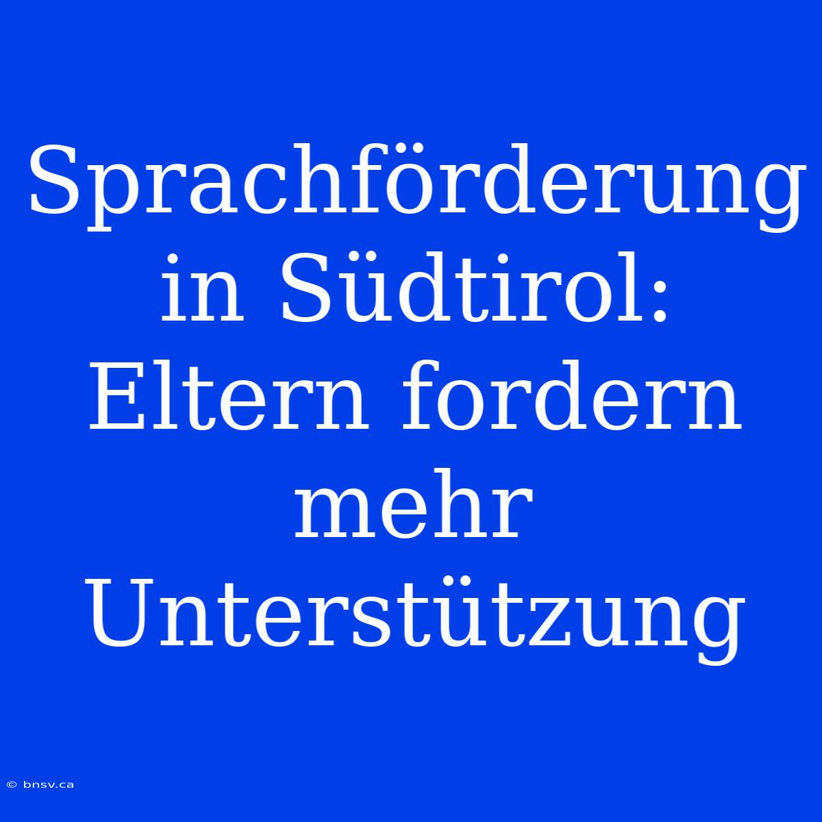 Sprachförderung In Südtirol: Eltern Fordern Mehr Unterstützung