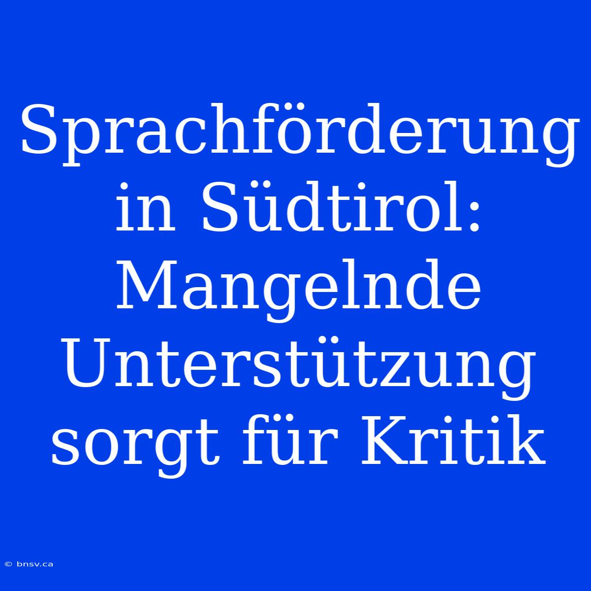 Sprachförderung In Südtirol: Mangelnde Unterstützung Sorgt Für Kritik