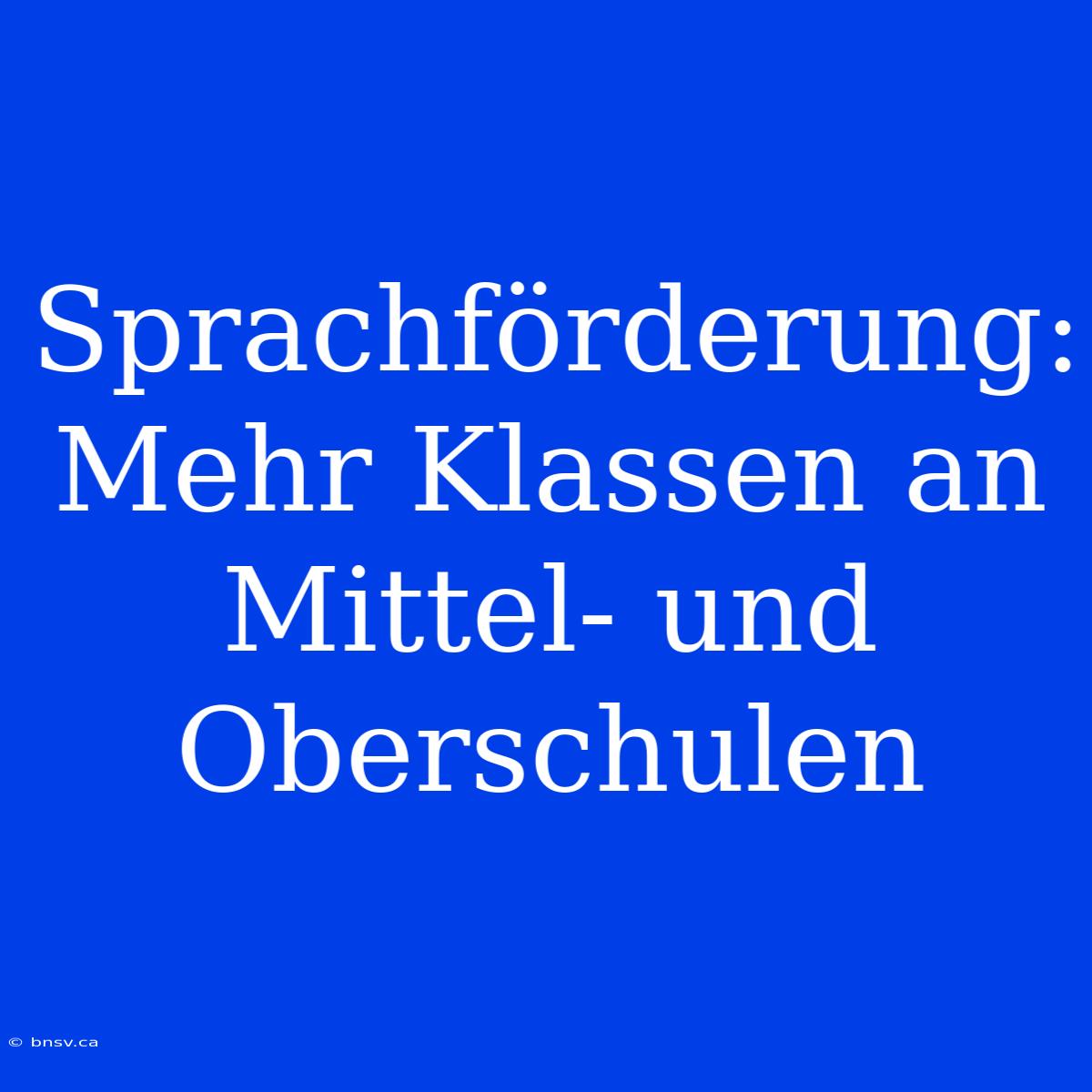 Sprachförderung: Mehr Klassen An Mittel- Und Oberschulen