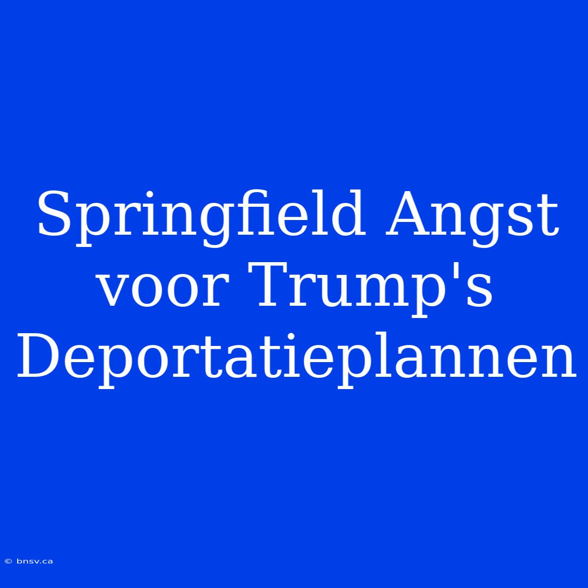 Springfield Angst Voor Trump's Deportatieplannen