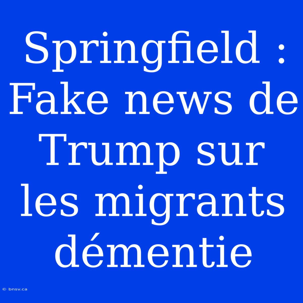 Springfield : Fake News De Trump Sur Les Migrants Démentie