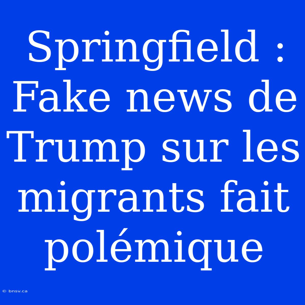 Springfield : Fake News De Trump Sur Les Migrants Fait Polémique