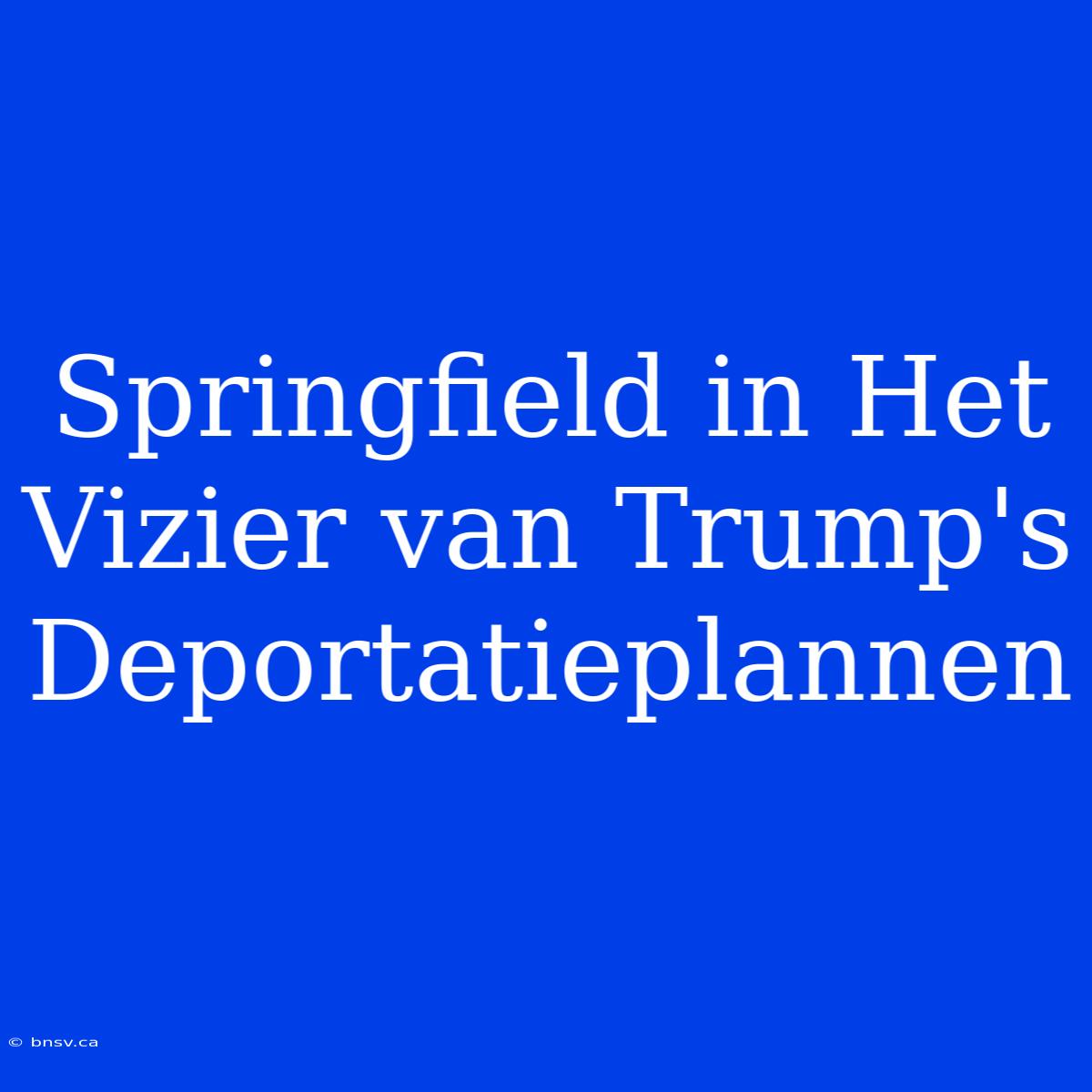 Springfield In Het Vizier Van Trump's Deportatieplannen