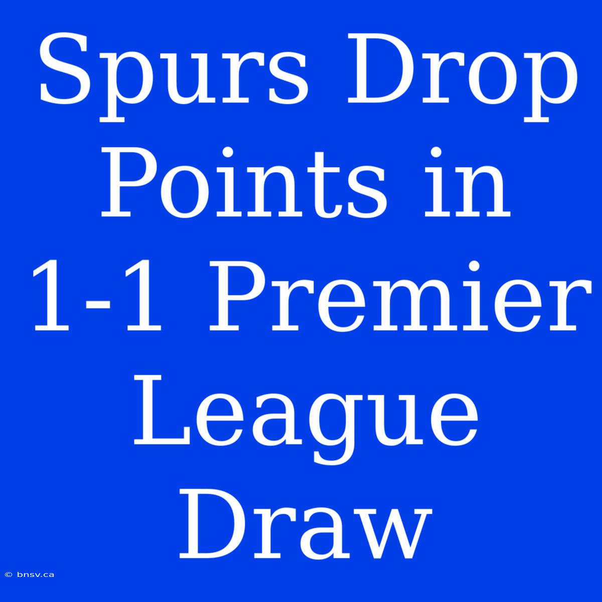 Spurs Drop Points In 1-1 Premier League Draw