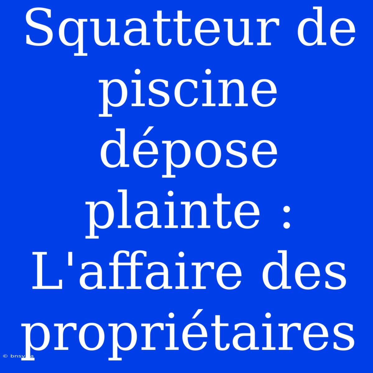 Squatteur De Piscine Dépose Plainte : L'affaire Des Propriétaires