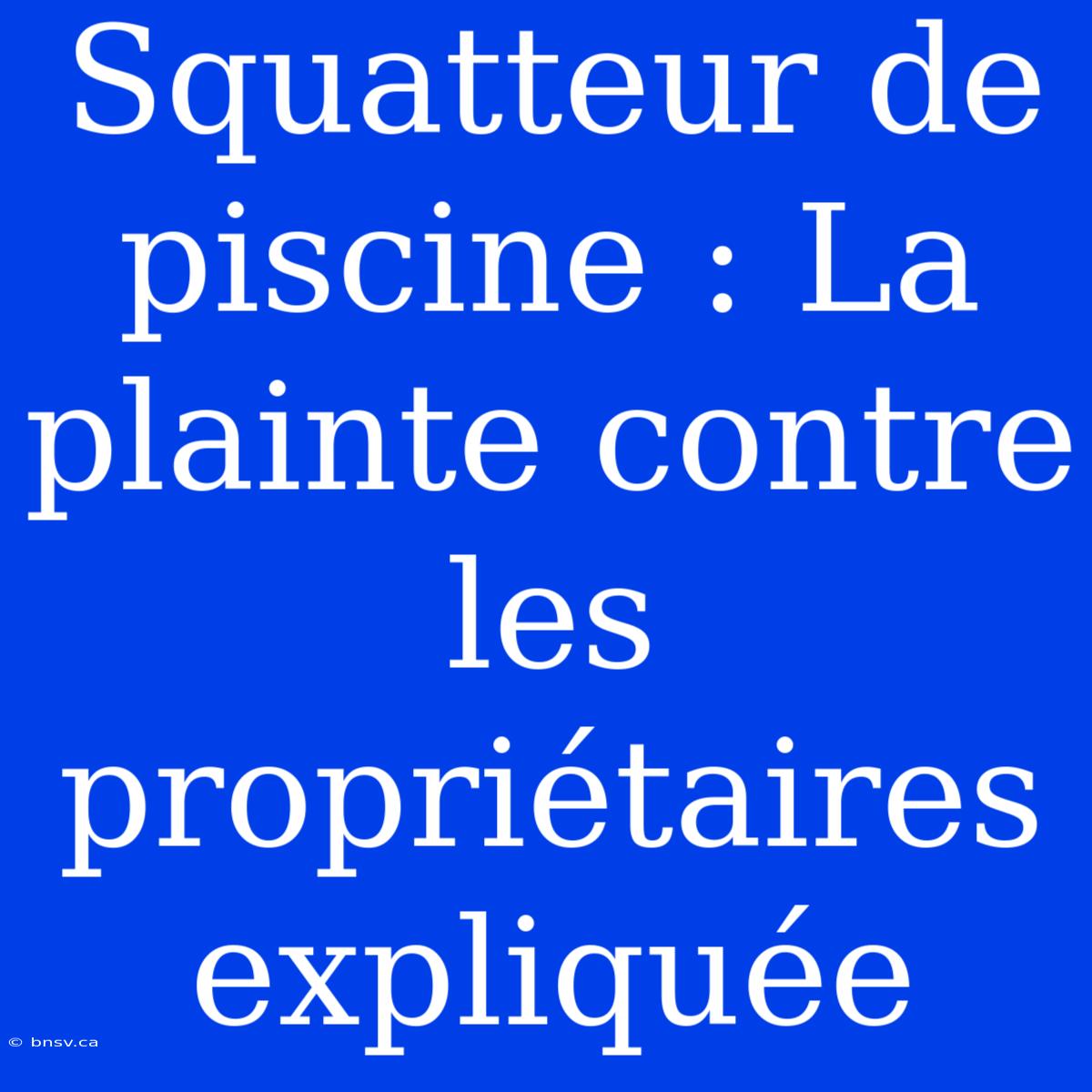 Squatteur De Piscine : La Plainte Contre Les Propriétaires Expliquée