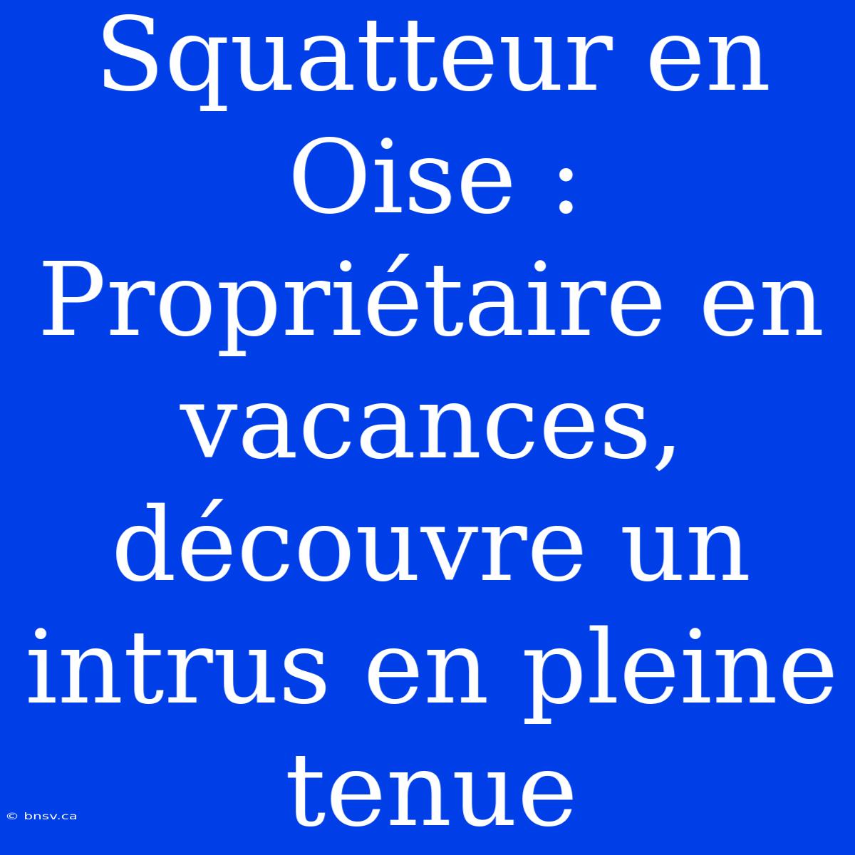 Squatteur En Oise : Propriétaire En Vacances, Découvre Un Intrus En Pleine Tenue